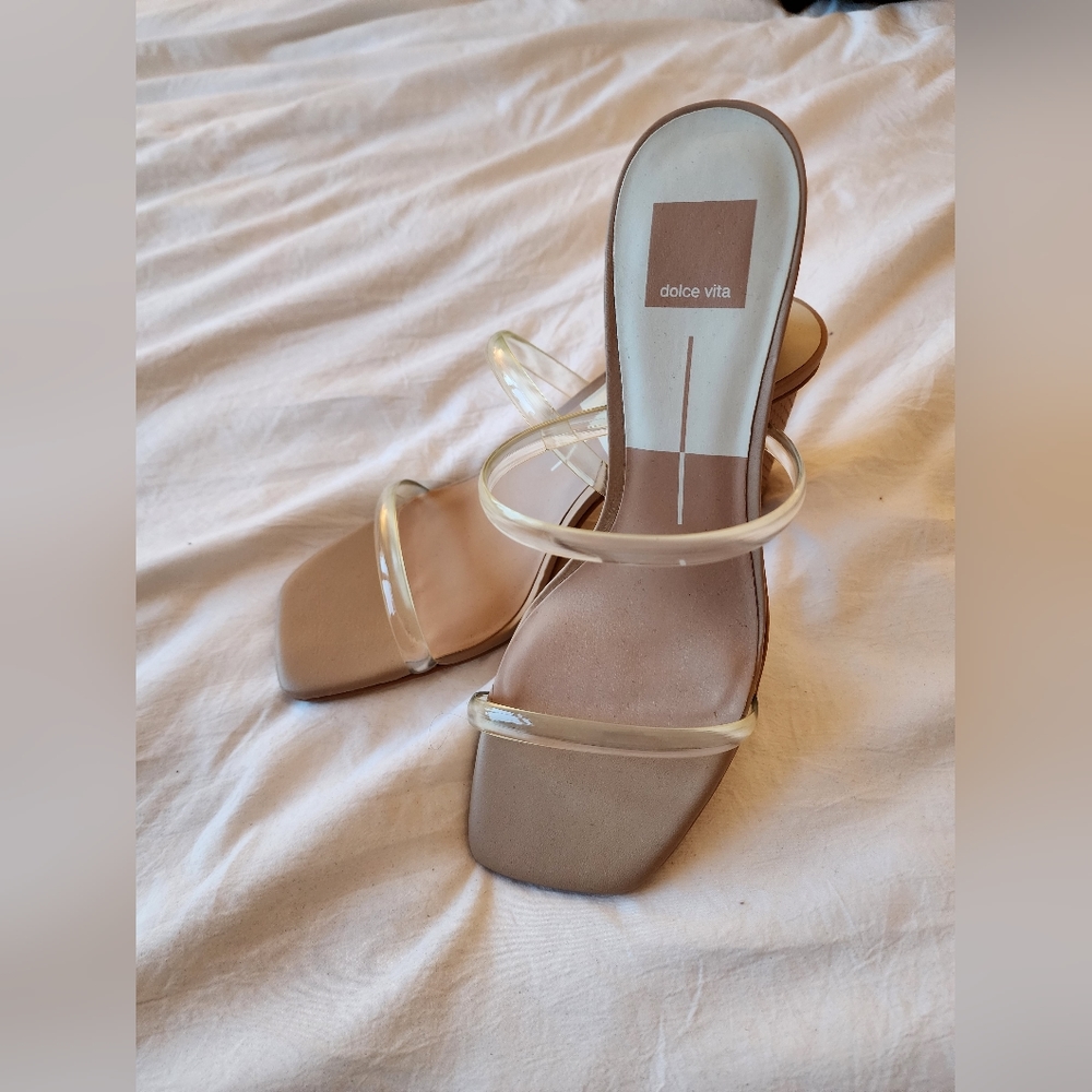 Dolce Vita Noles Heels in Nude with Vinyl Staps 9.5